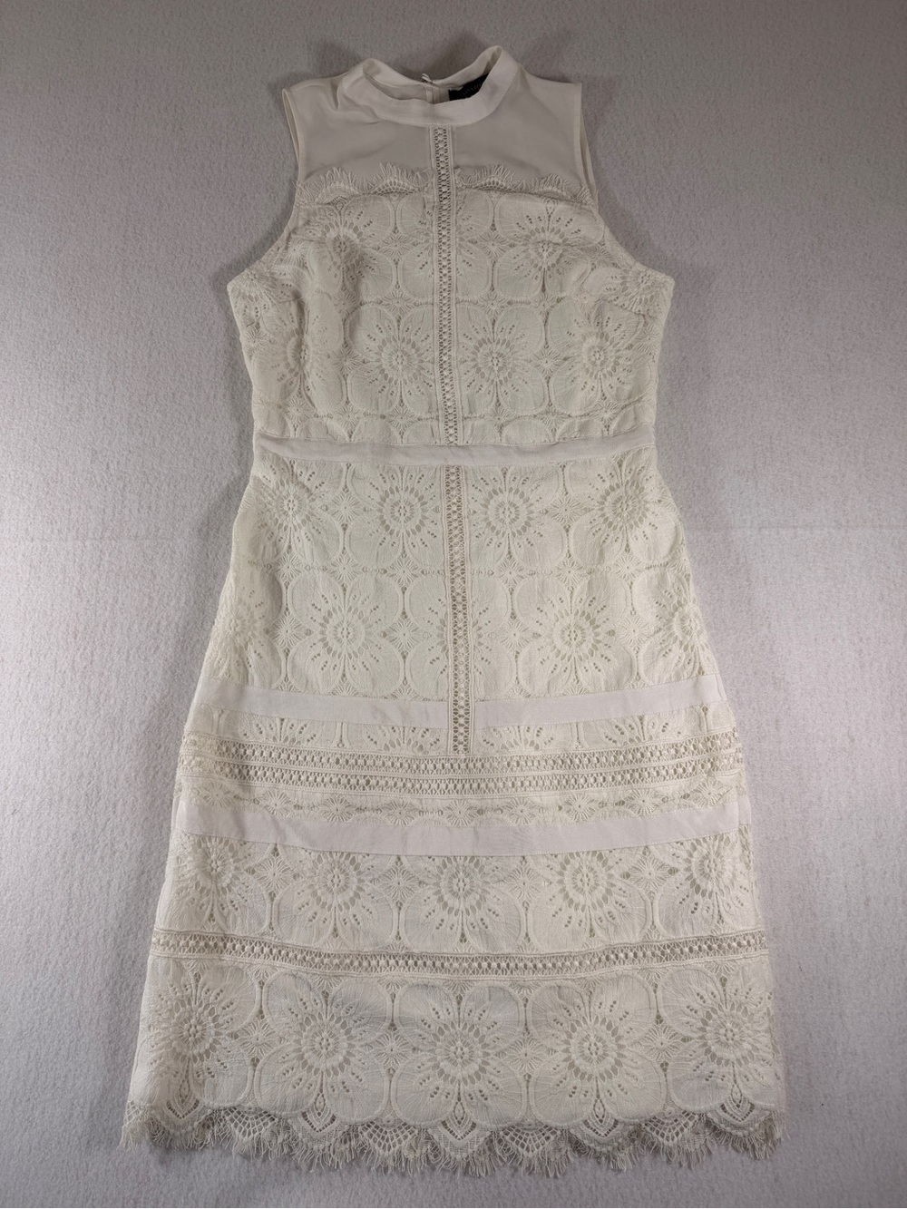 Banana Republic Cream Crochet Lace Sleeveless Midi Dress